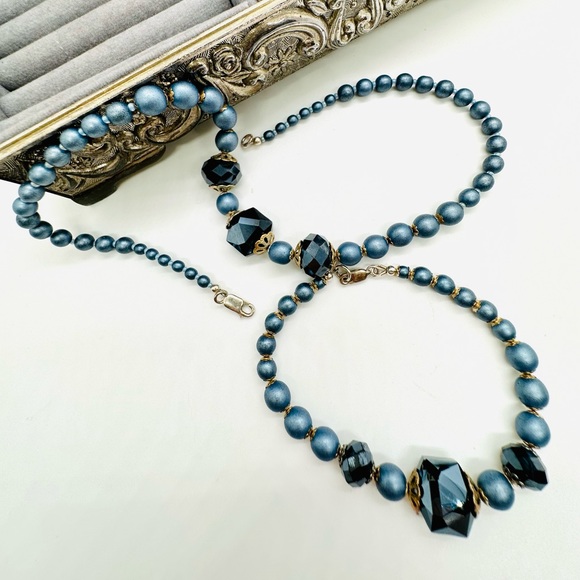 Vintage Blue Crystal Demi Parure Bracelet Set - Picture 6 of 12